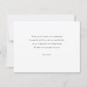 シンプルパーソナライズされたエレガント写真結婚の サンキューカード (裏面)