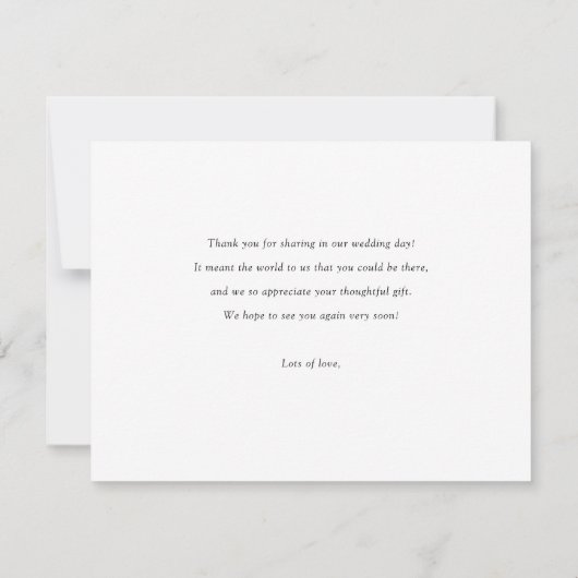 シンプルパーソナライズされたエレガント写真結婚の サンキューカード (裏面)