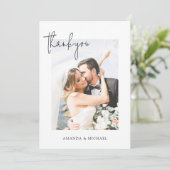 シンプルパーソナライズされたエレガント写真結婚の サンキューカード (スタンド正面)