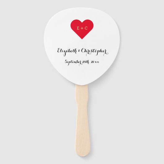 シンプルパーソナライズされたエレガント結婚ハート ハンドファン (正面)