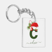 シンプルパーソナライズされたカスタムモノグラム キーホルダー (正面左)