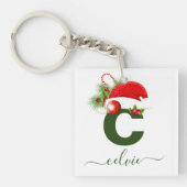 シンプルパーソナライズされたカスタムモノグラム キーホルダー (正面)