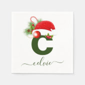 シンプルパーソナライズされたカスタムモノグラム スタンダードカクテルナプキン (正面)