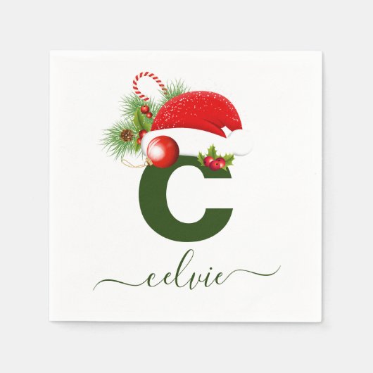 シンプルパーソナライズされたカスタムモノグラム スタンダードカクテルナプキン (正面)