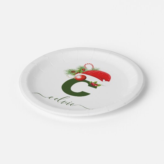 シンプルパーソナライズされたカスタムモノグラム ペーパープレート (アングル)