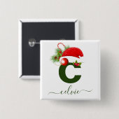 シンプルパーソナライズされたカスタムモノグラム 缶バッジ (正面&裏面)