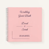 シンプルパーソナライズされたピーチ結婚ズゲスト ノートブック (正面)