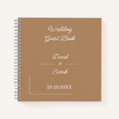 シンプルパーソナライズされたブラウン結婚ズゲスト ノートブック (正面)