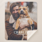 シンプルパーソナライズされたペット写真名引用文犬恋人 シェルパブランケット (正面)