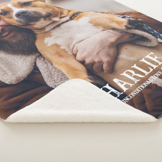 シンプルパーソナライズされたペット写真名引用文犬恋人 シェルパブランケット (3/4)