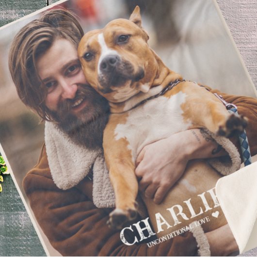 シンプルパーソナライズされたペット写真名引用文犬恋人 シェルパブランケット