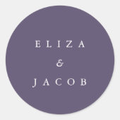 シンプルパーソナライズされたミニマルパープ結婚リンズ ラウンドシール (正面)