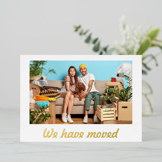 シンプルパーソナライズされたミニマル動の発表 箔シーズンカード (立ち正面)