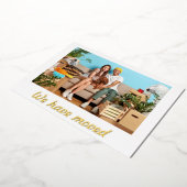 シンプルパーソナライズされたミニマル動の発表 箔シーズンカード (回転した状態)