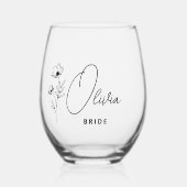 シンプルパーソナライズされたモダンフローラ ステムなしワイングラス (正面)