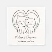 シンプルパーソナライズされたモダンペットキャッ結婚ト スタンダードカクテルナプキン (正面)