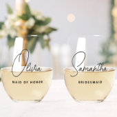 シンプルパーソナライズされたモダンメイド・オブ・オーナー(花嫁付き添い人) ステムなしワイングラス