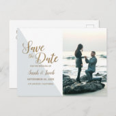 シンプルパーソナライズされたモダン写真の日付の保存 ポストカード (正面/裏面)