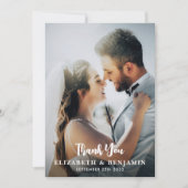 シンプルパーソナライズされたモダン写真結婚の サンキューカード (正面)