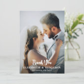 シンプルパーソナライズされたモダン写真結婚の サンキューカード (スタンド正面)
