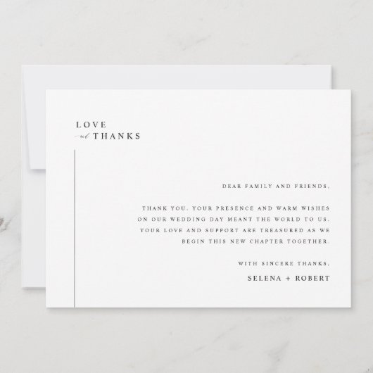シンプルパーソナライズされたモダン写真結婚の サンキューカード (裏面)