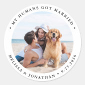 シンプルパーソナライズされたモダン写真結婚の ラウンドシール (正面)