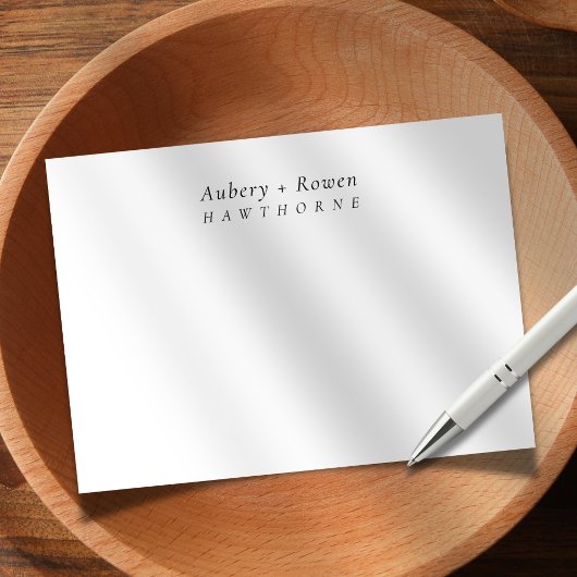 シンプルパーソナライズされたモダン名結婚付 ノートカード