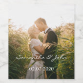 シンプルパーソナライズされたモダン結婚写真 ワインラベル (シングルラベル)