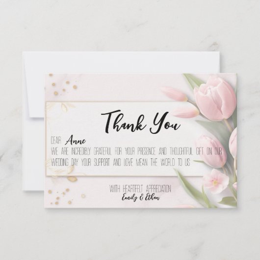 シンプルパーソナライズされたモダン結婚Thanks You Car サンキューカード (正面)