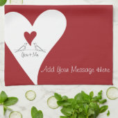 シンプルパーソナライズされたモダン赤いハート キッチンタオル (折り畳み)