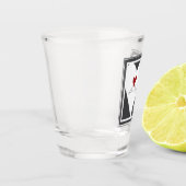 シンプルパーソナライズされたモダン赤いハート ショットグラス (左)