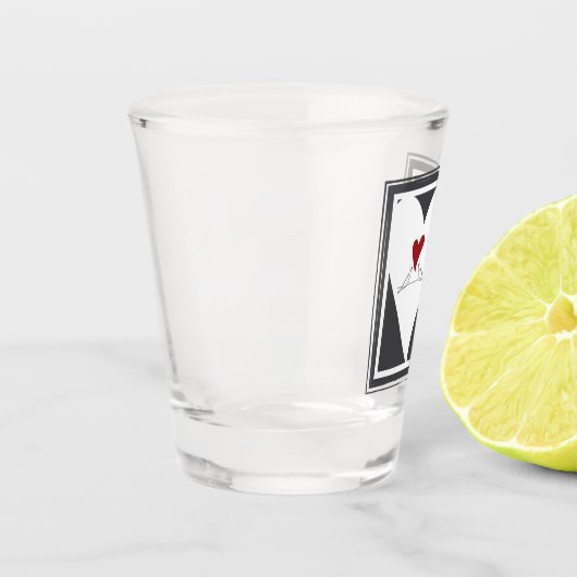シンプルパーソナライズされたモダン赤いハート ショットグラス (左)