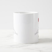 シンプルパーソナライズされたモダン赤いハート ジャンボコーヒーマグカップ (正面)