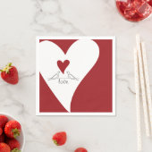 シンプルパーソナライズされたモダン赤いハート スタンダードカクテルナプキン (インサイチュ)