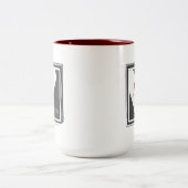 シンプルパーソナライズされたモダン赤いハート ツートーンマグカップ (中央)