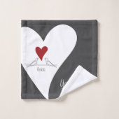 シンプルパーソナライズされたモダン赤いハート バスタオルセット (ウォッシュタオル)