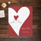 シンプルパーソナライズされたモダン赤いハート フリースブランケット