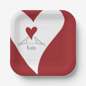 シンプルパーソナライズされたモダン赤いハート ペーパープレート (正面)