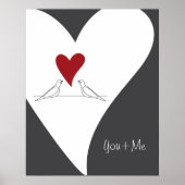 シンプルパーソナライズされたモダン赤いハート ポスター (正面)