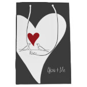 シンプルパーソナライズされたモダン赤いハート ミディアムペーパーバッグ (正面)