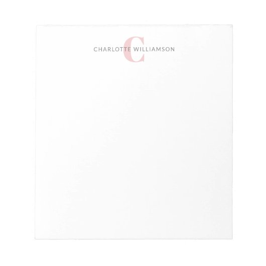 シンプルパーソナライズされたモノグラムと名前（ピンク） ノートパッド (正面)