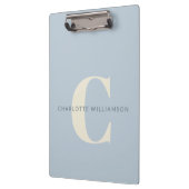 シンプルパーソナライズされたモノグラムと名前（青） クリップボード (左)