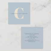 シンプルパーソナライズされたモノグラムと名前（青） スクエア名刺 (正面/裏面)