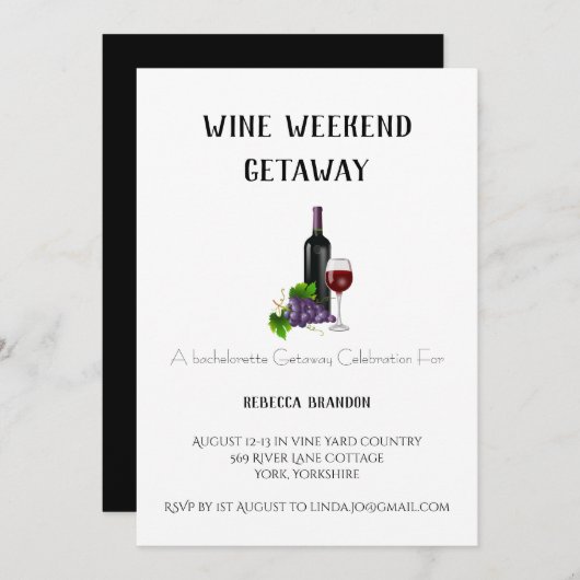 シンプルパーソナライズされたワインウィークエンドゲタウェイ招待状 招待状 (正面/裏面)