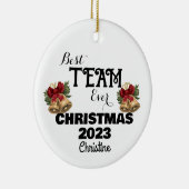 シンプルパーソナライズされた共働きクリスマスプレゼント セラミックオーナメント (右)