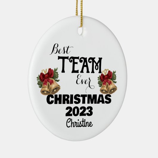 シンプルパーソナライズされた共働きクリスマスプレゼント セラミックオーナメント (右)