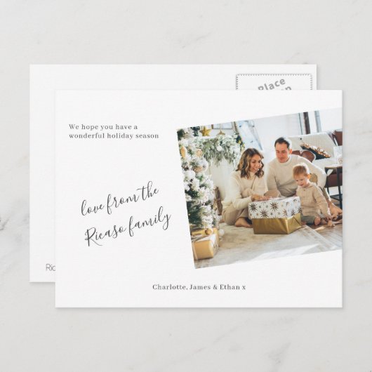 シンプルパーソナライズされた写真クリスマス ポストカード (正面/裏面)