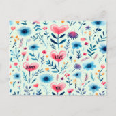 シンプルパーソナライズされた北欧フローラハート シーズンポストカード (正面)