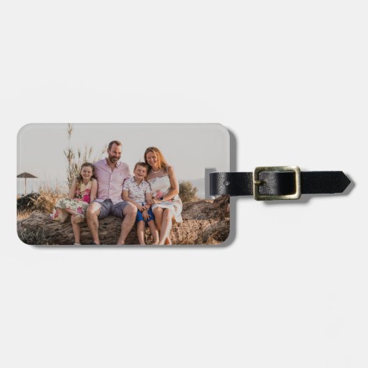 シンプルパーソナライズされた家族の写真 ラゲッジタグ (正面横)