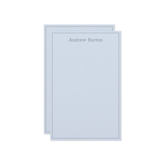シンプルパーソナライズされた文具紙 |ブルーシルバー 便箋 (正面/裏面インサイチュ)